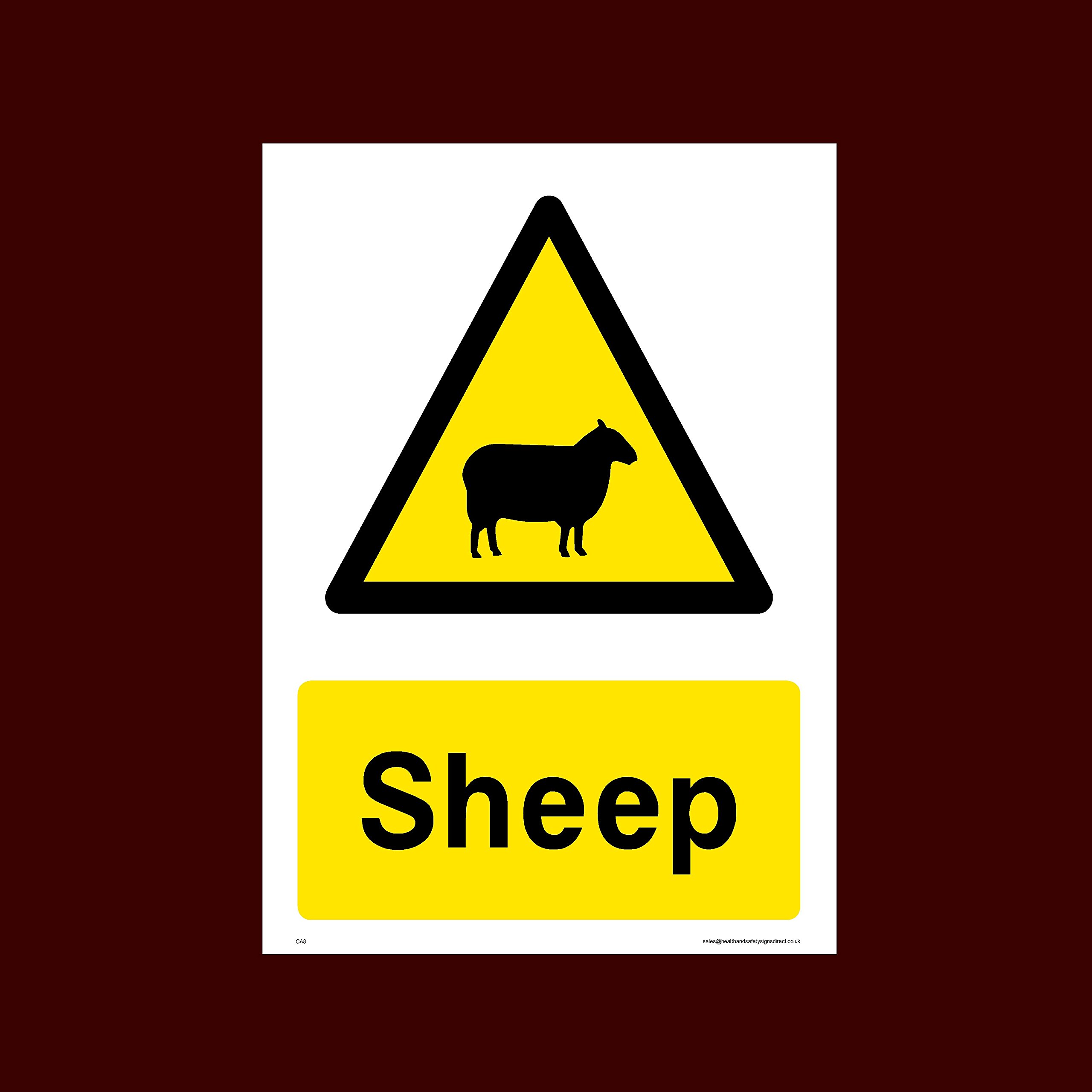 Ussp&S Sheep Plastic Sign - Warning, Farm, Dogs, Agriculture, Cattle, Sheep, Bull - (Ca8)