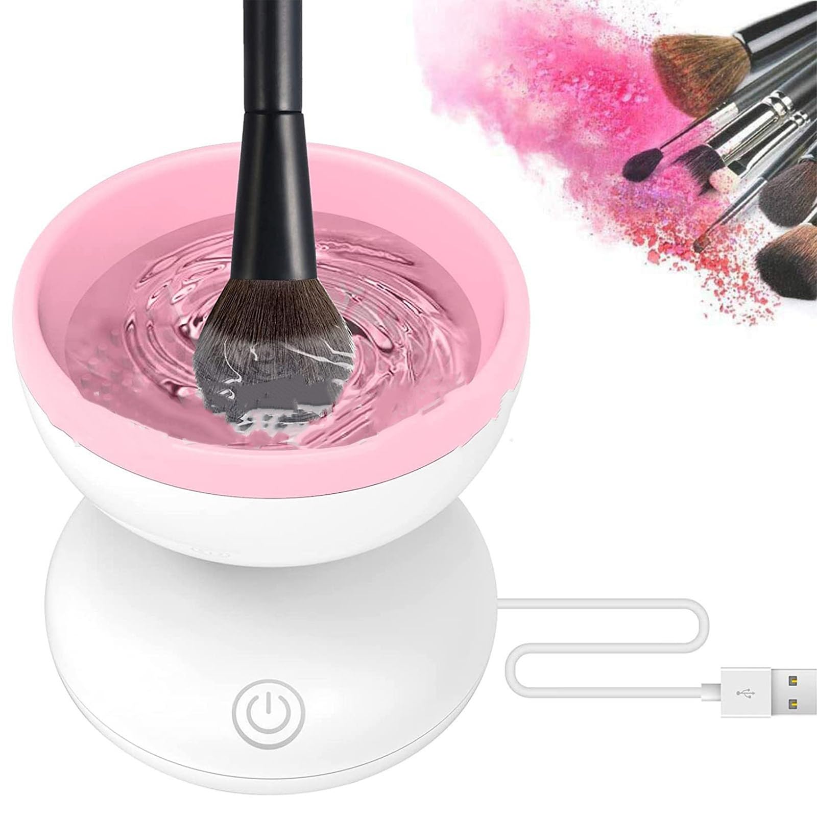 Limpiador de Brochas de Maquillaje Eléctrico, Máquina de Limpieza Automática de Brochas de Cosméticos con Carga USB, Herramientas de Brochas de Maquillaje Giratorias de Alta