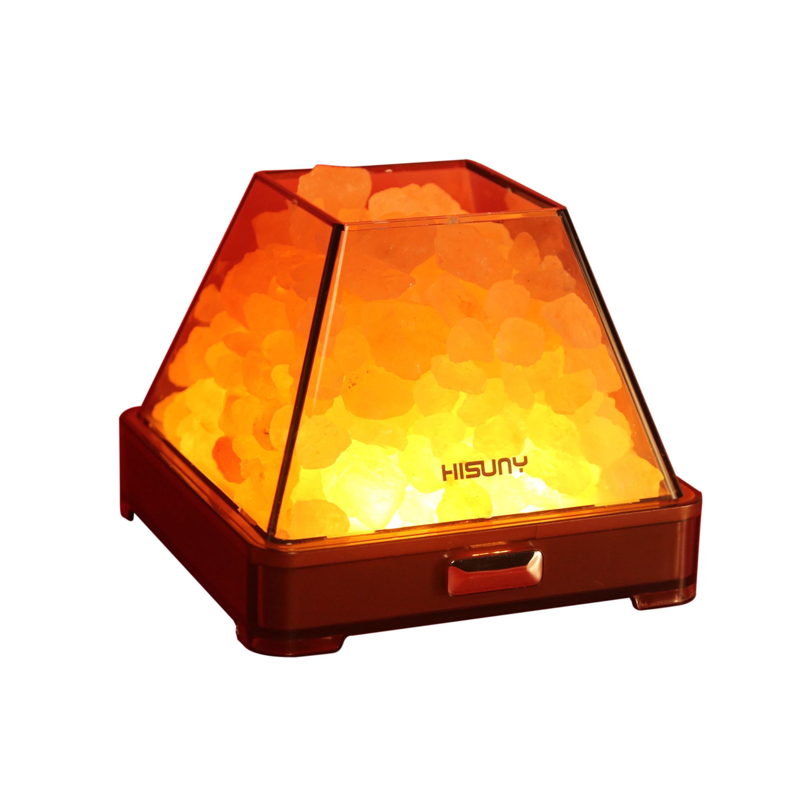 HISUNY Natural Himalayan Salt Lamp, 0.75 kg Salt Lamp, LED Bedside Lamps, Bedroom, Office, Outdoor, Camping, Yoga Lamp, Includes Charging Cable