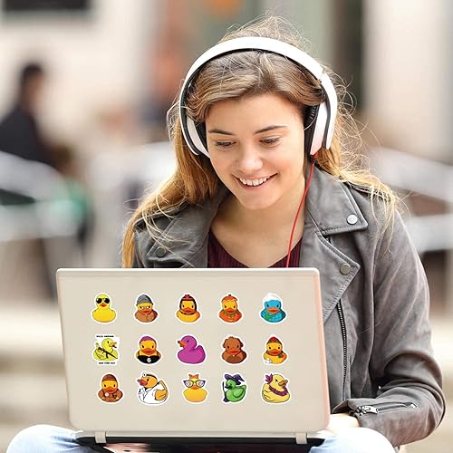 Miniatura 6 de Paquete de 69 calcomanías impermeables de pato de goma Kawaii  Lindos animales patos de dibujos animados geniales Deacls Graffiti vinilo para