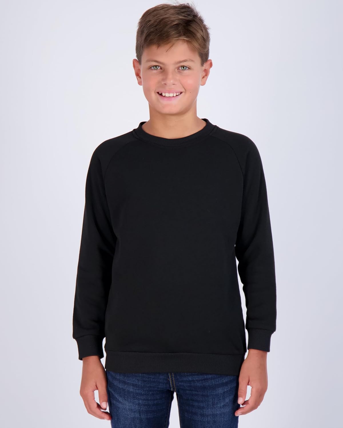 Real Essentials 3 Pack Boys' Fleece Crew Neck Long Sleeve Sweatshirt - Soft Pullover Sweaters for Youth Kids Boys & Girls - Image 2