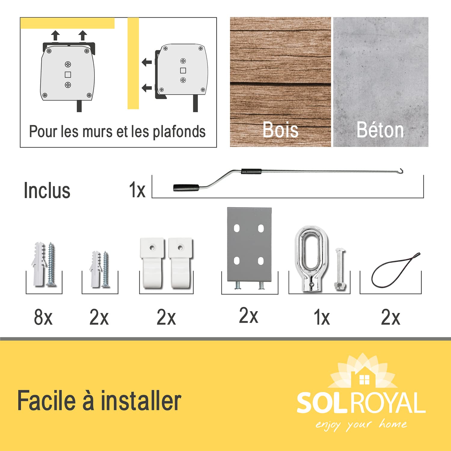 Sol Royal Store Vertical Brise-Vue de Balcon Robuste Protection Solaire | 180x250cm anthracite manivelle amovible hydrofuge terrasse jardin résistant aux intempéries MS5