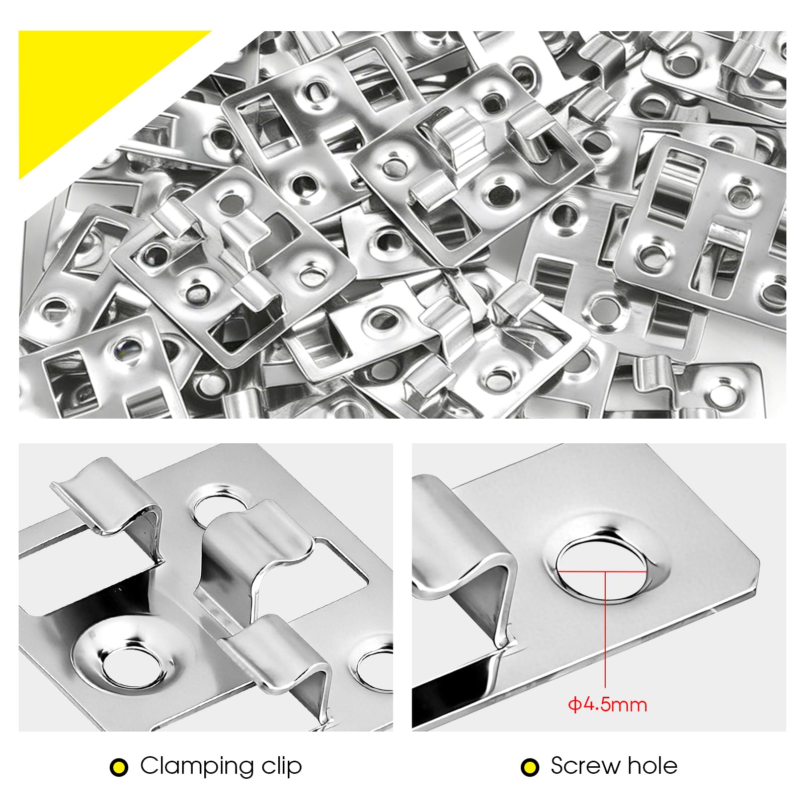 100 Stück WPC Dielen Befestigungsclips Edelstahl Terrassenclips Verbund-Terrassen-Clips Versteckte Abstandhalter, Terrassenbefestigung für WPC/BPC Terrassendielen (Silber, Spalt 3mm, Höhe 7mm)
