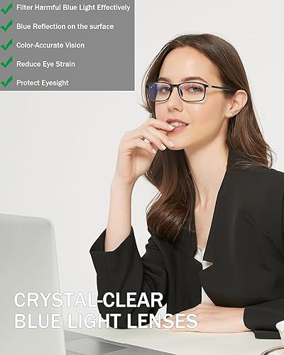 Miniatura 7 de Gafas de lectura para hombres y mujeres, lectores con bloqueo de luz azul, anteojos rectangulares clásicos para computadora