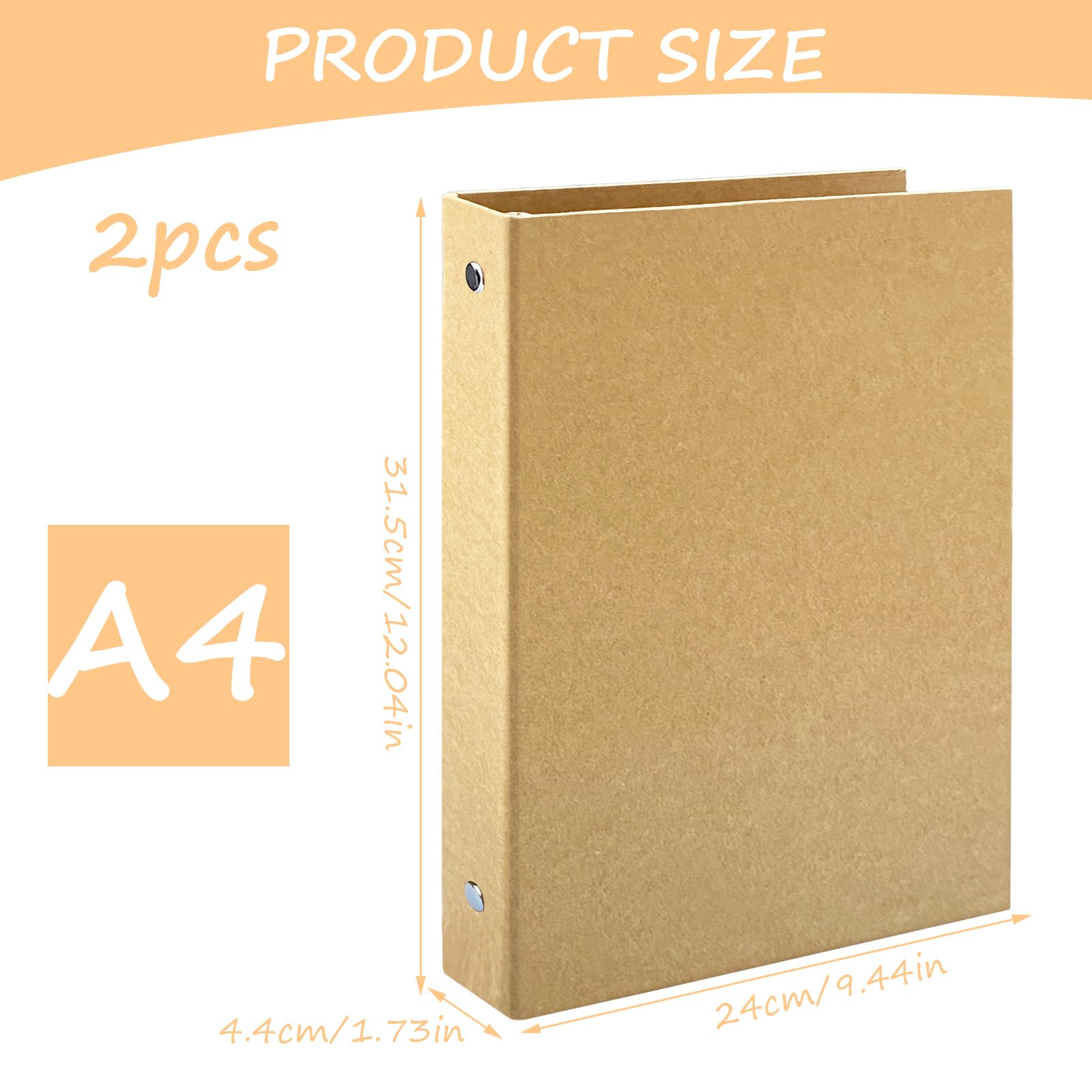 Lot De 2 Classeurs A4 4 Anneaux En Papier Kraft - Rechargeable, Rigide, Pour Documents, école, Bureau