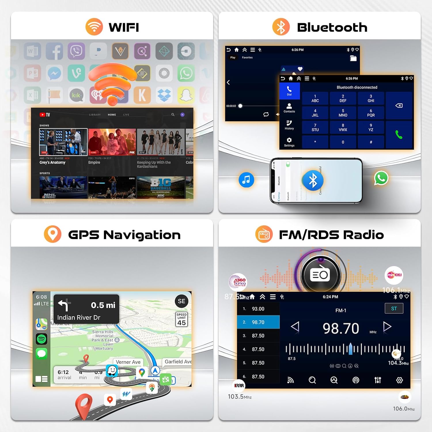 4GB+128GB Car Stereo for Honda Civic (1996-2001) with 9-Inch Incell Touchscreen, Android 13 Car Radio Wireless CarPlay Android Auto BT/DSP/SWC/GPS