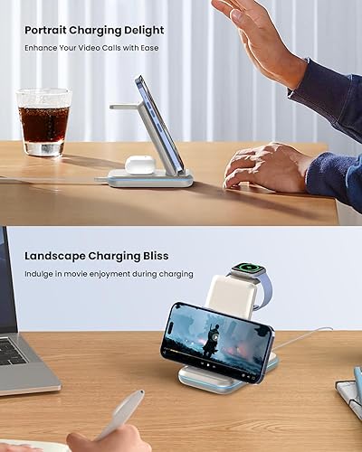 Miniatura 4 de GEEKERA Soporte de carga inalámbrico 3 en 1 para Apple Watch 7, 6, SE, 5, 4, 3, 2, Airpods 2Pro, iPhone 13 Pro Max13 Pro131212 Pro12 Pro Max