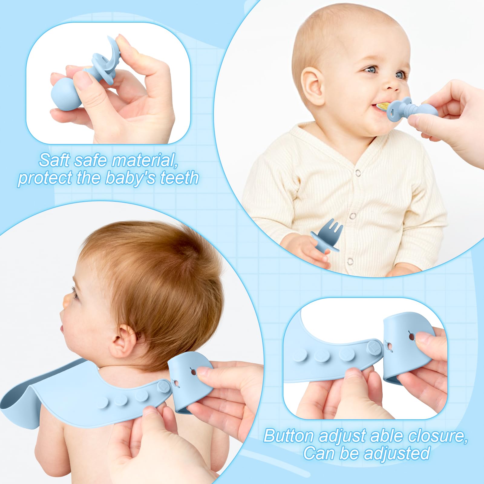 Set de Vaisselle Bébé en Silicone,Set de Repas Antidérapant pour Enfant avec Ventouse, Set de Vaisselle 8 Pièces Bébé