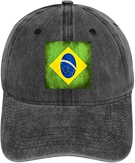 Vintage Brazil Flag Cotton Baseball Cap Adjustable Golf Dad Hat Denim Caps for Men Women