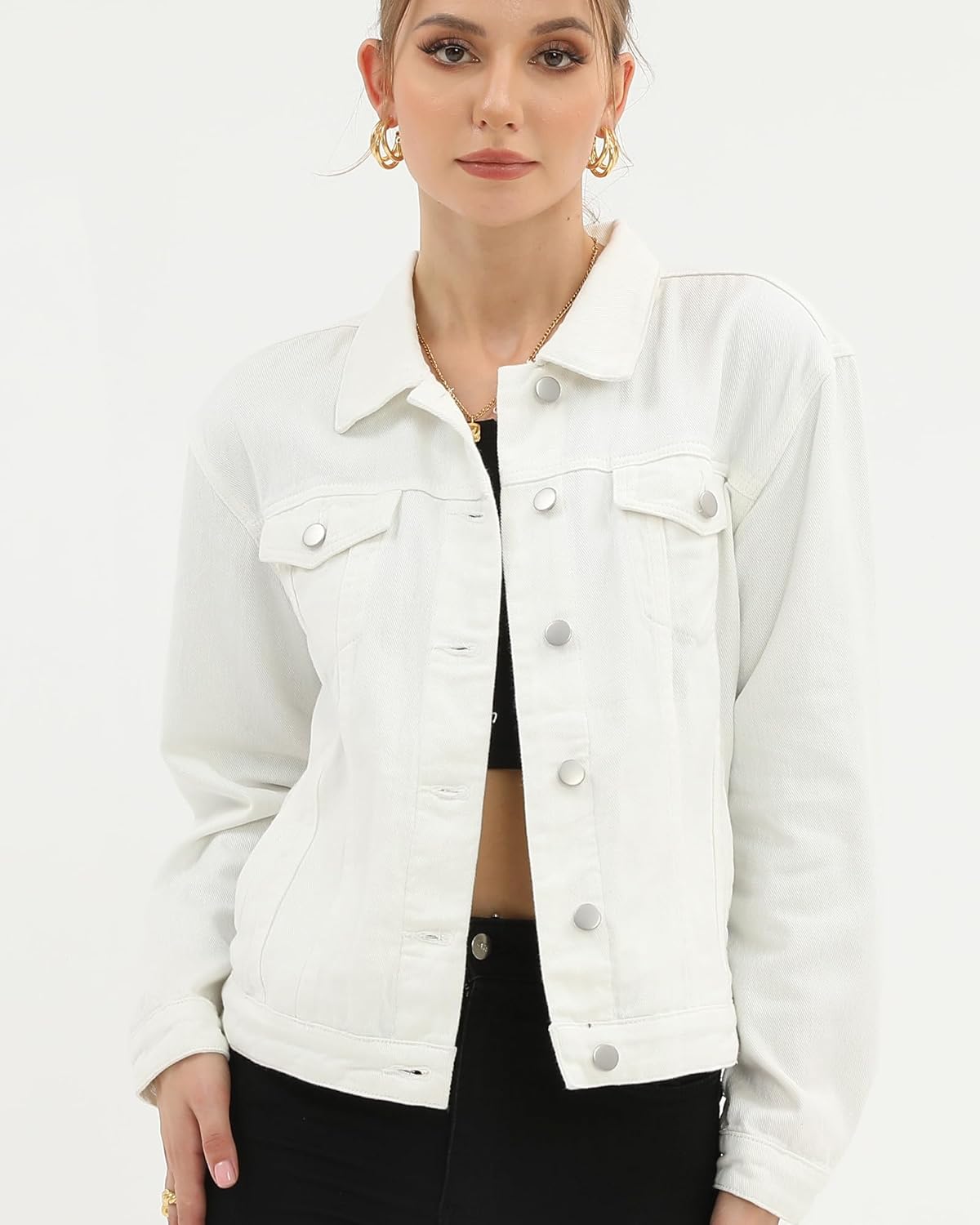 Argstar Denim Jacket for Women Button Up Long Sleeve with Pockets (Available in Inner Pockets) - Image 6