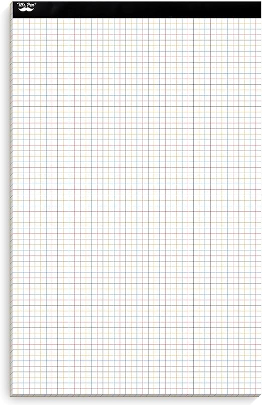 Mr. Pen Graph Paper, 22 Sheets, 17"x11", 4x4 (4 Squares Per Inch), Colored Lined