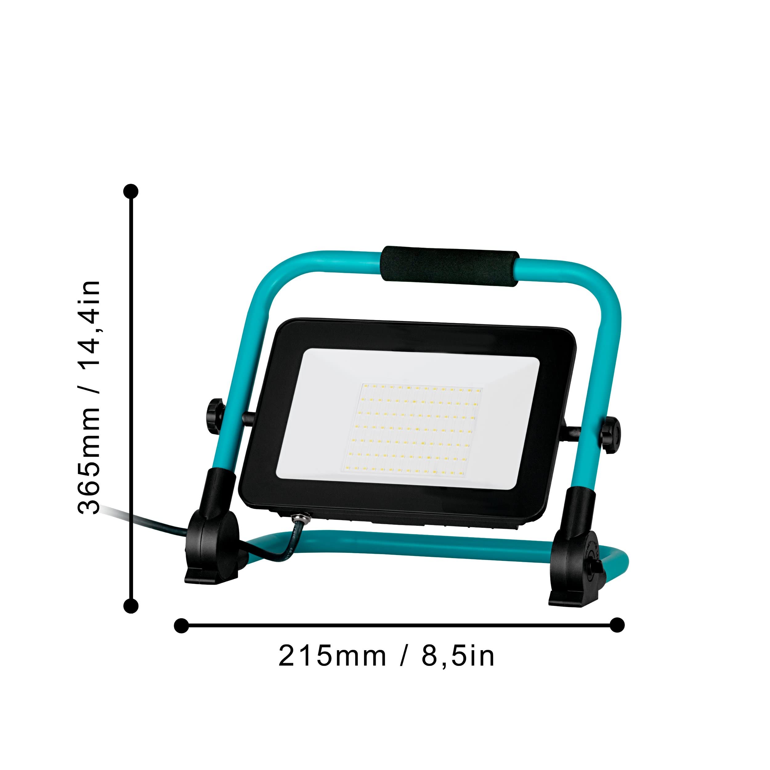 EGLO LED Baustrahler, tragbare Arbeitsleuchte aus Aluminium und Kunststoff | Arbeitsscheinwerfer in türkis und schwarz, Werkstattlampe schwenkbar, IP65, neutralweiß, 9000lm