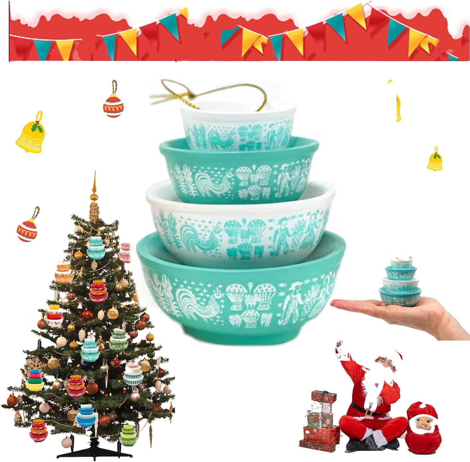 Vintage Stack Bowl Christmas Ornament,Miniature Bowl Stack