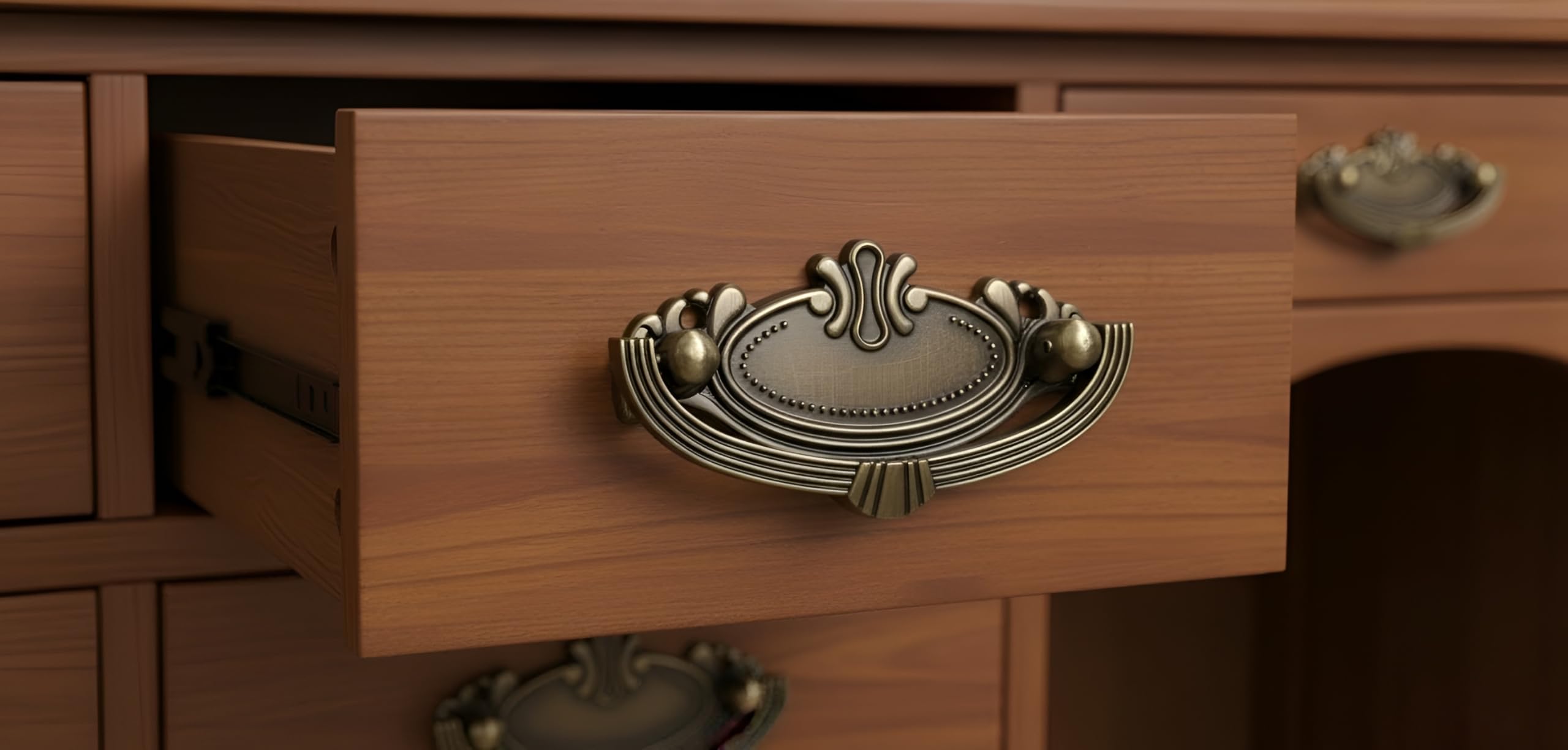 Techlife's(Set of 1)Brass Fancy Antique Finish Cabinet Door/Drawer/Dresser/Wardrobe Pull Handle