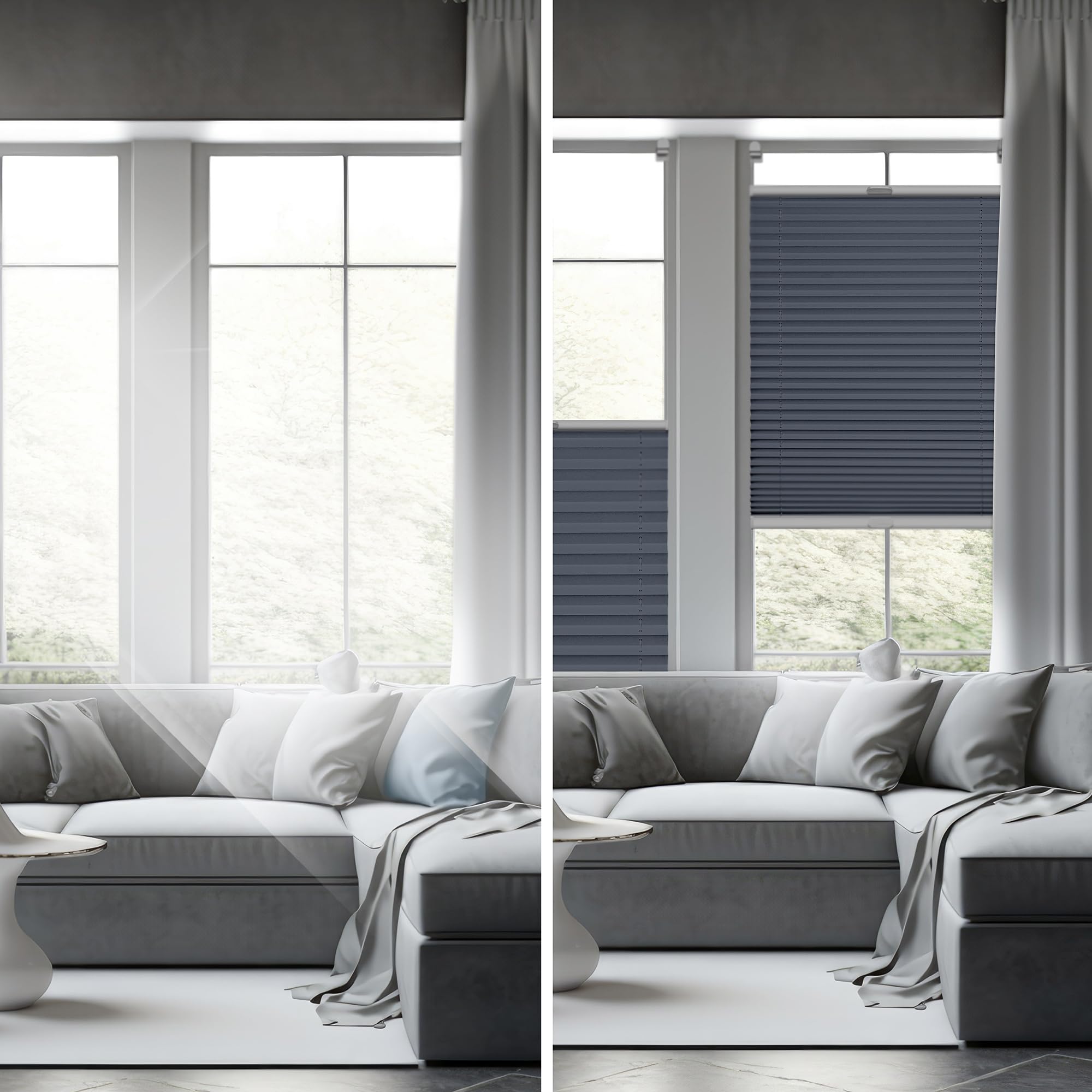Zero Home - Tende Plissettate Termiche su Misura con Foratura,100% Oscuramento,Montaggio a Vite,Veneziane da Interno, Tende per Finestre,Tendine Finestra a Vetro,Larghezza 30-129 cm,Altezza 50-149 cm