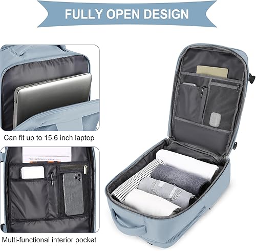 Miniatura 183 de coowoz Mochila de viaje grande para mujeres y hombres,Mochila de transporte,Mochila de senderismo impermeable para deportes al aire libre, Azul, 45