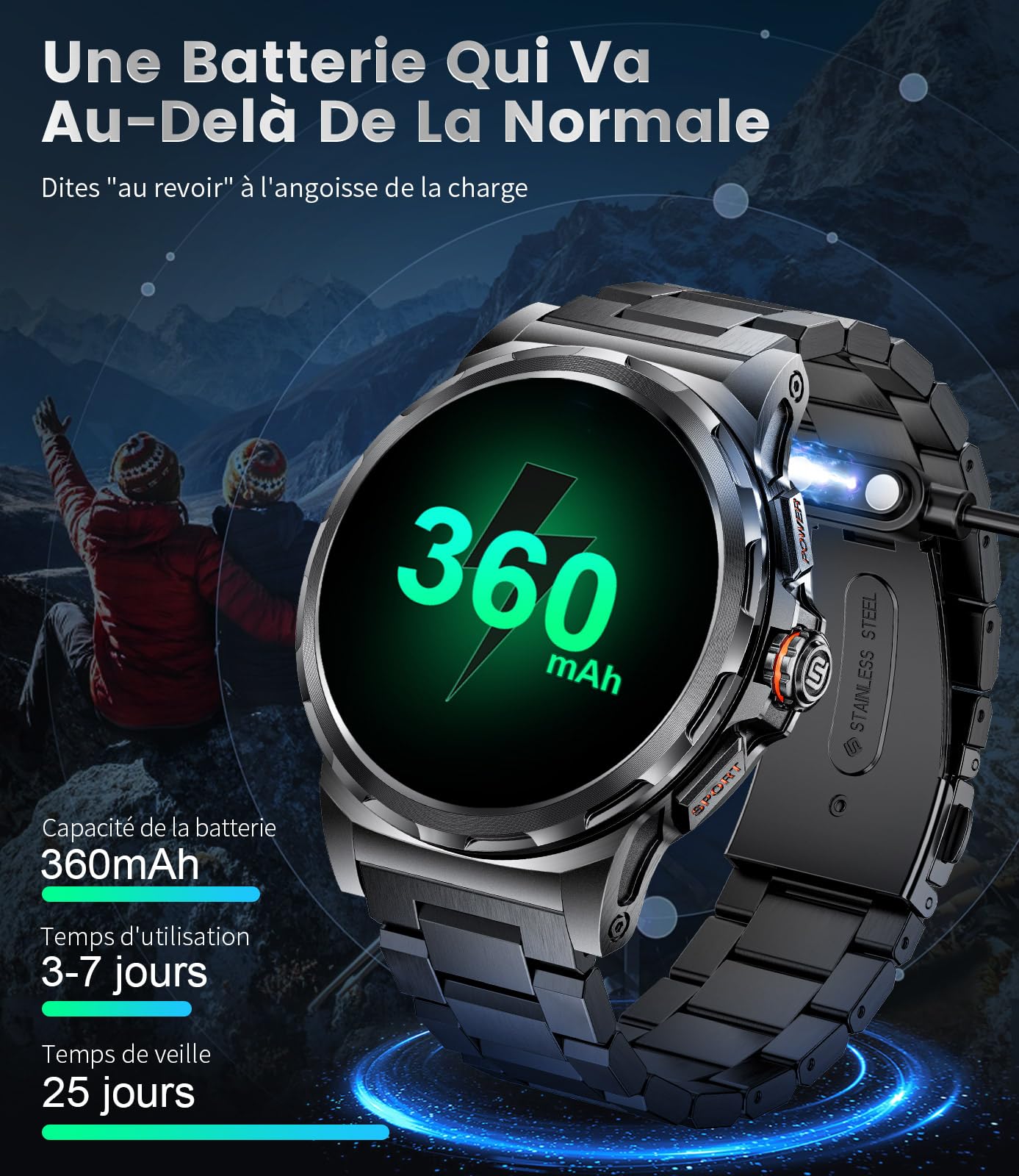 Montre Connectée Homme Militaire avec Appel Bluetooth, 1,43'' AMOLED Smartwatch avec 3 Bracelets, Étanche 5ATM, 110+ Modes Sportifs, Fréquence Cardiaque/SpO2/Suivi du Sommeil Android iOS
