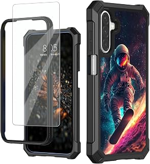 for Samsung Galaxy A17 5G Case, Compatible with Galaxy A26 5G, Military Grade Shockproof Phone Case with Screen Protector, Dual Layer Hybrid TPU Protective Cover, Astronaut Snowboarding