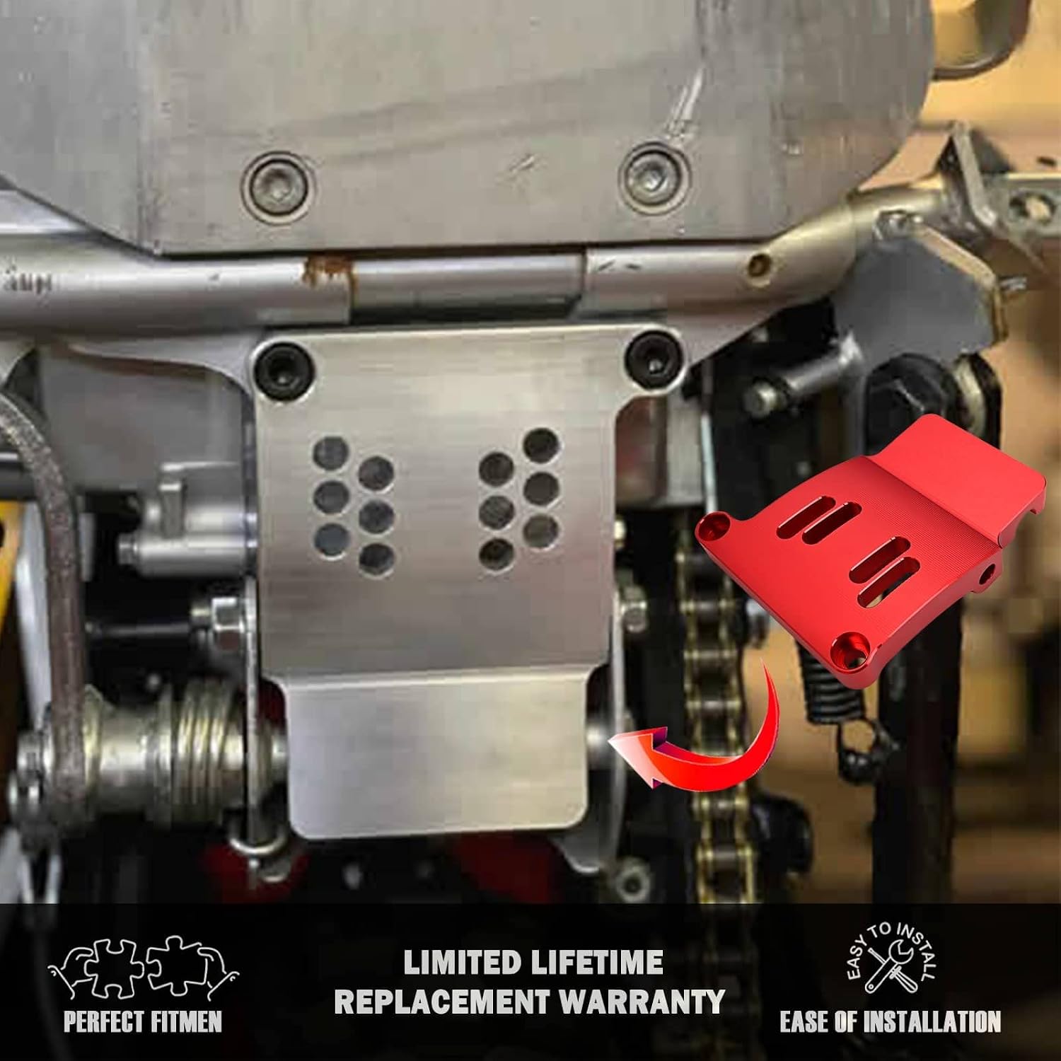 Canitu Cradle Kit Mount Frame Bracket, Billet Aluminum Heavy Duty Rear Peg Mounts Bike Skid Plate Frames Adapter for Honda CRF110 2013-2023 (Red)