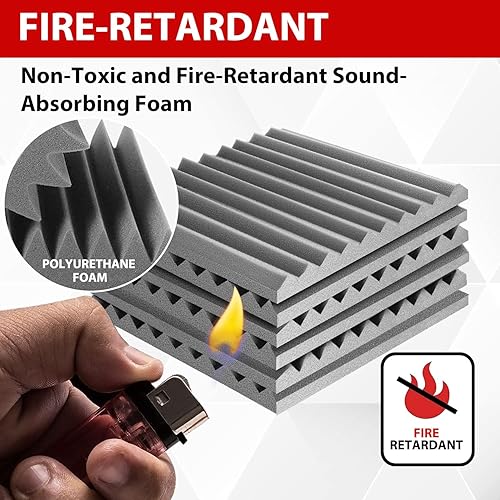 Miniatura 5 de FONESO Paneles acústicos, paneles de espuma insonorizada de alta densidad para paredes, paneles absorbentes de sonido, paneles de espuma acústica