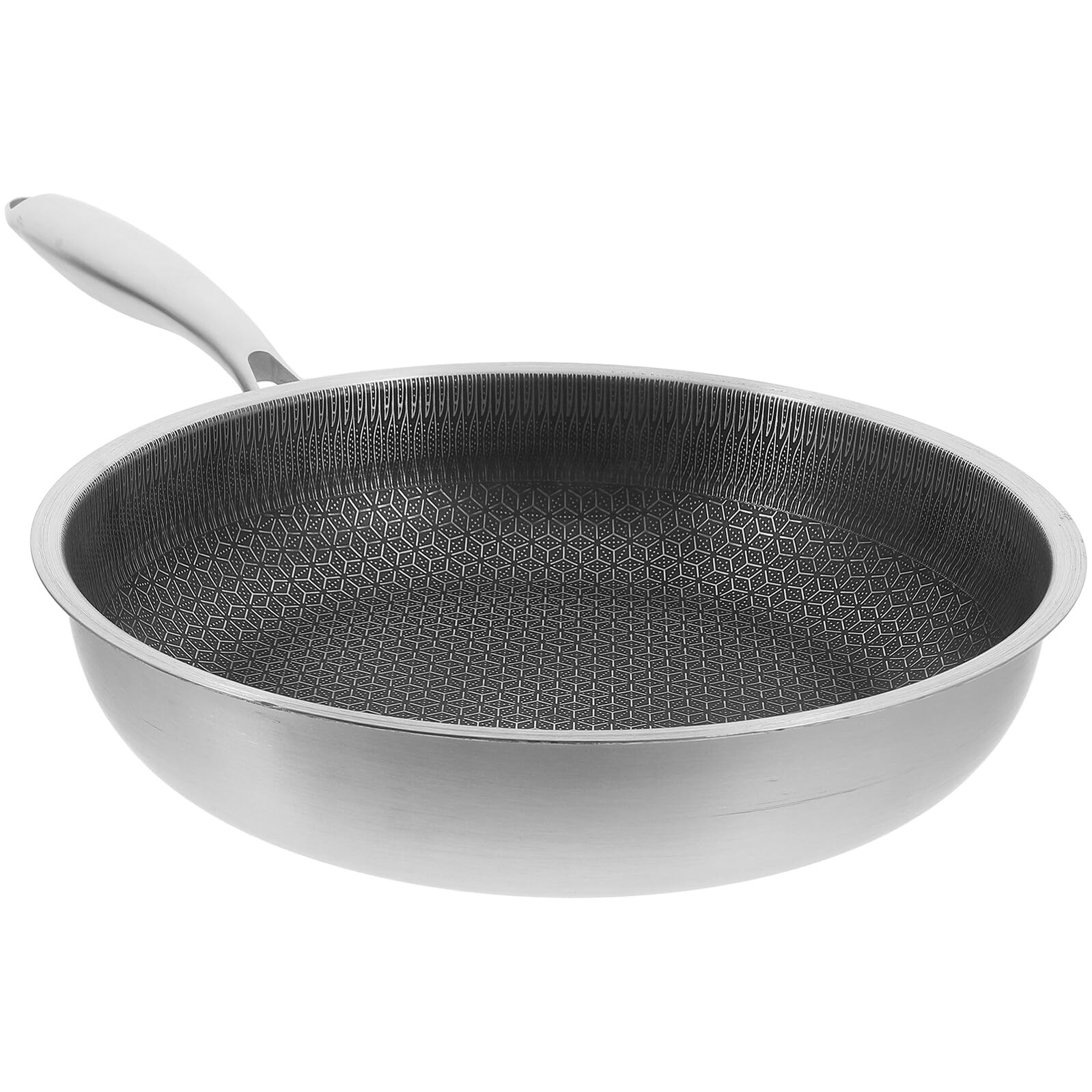 Toyvian Wok da Cucina in Acciaio Inox Rivestimento Antiaderente e Manico Ergonomico, Wok Semplice e Facile da Pulire per Grigliare Verdure e Bistecche