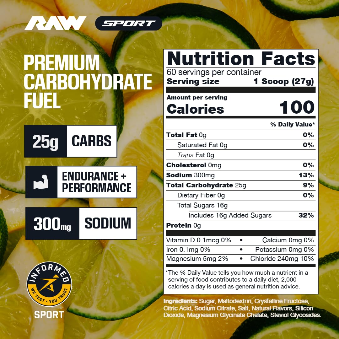 RAW Fuel, Premium Endurance Supplement Powder, Lemon Lime (60 Servings) - Peak Performance, Hydration & Stamina During Workouts, Training or Competition - 24g of Carbohydrates & 300mg of Sodium — Amazon image 8