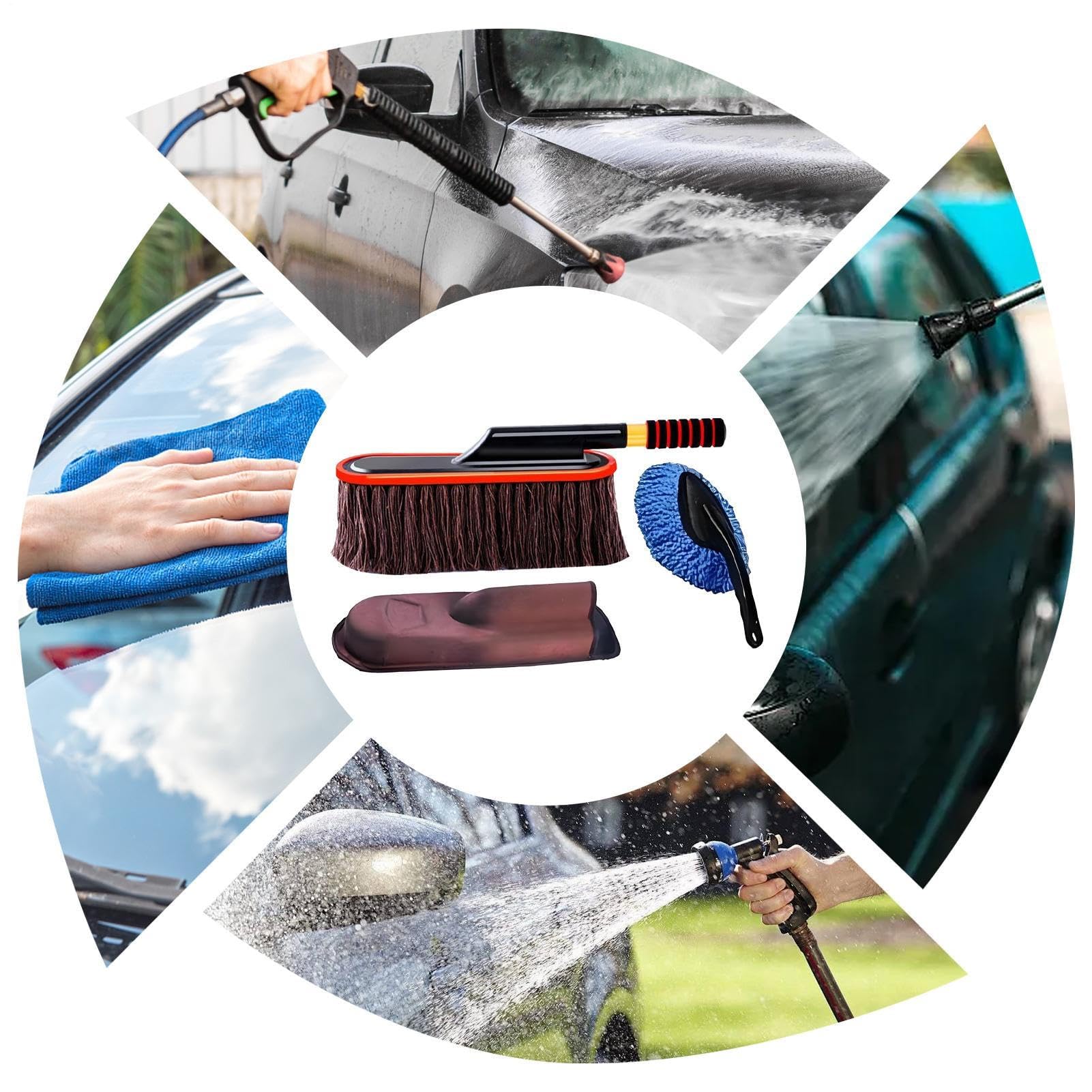 Plumero de coche para quitar el polvo, removedor de polvo de coche, cepillo de limpieza de pulido, cepillo de limpieza de automóviles, cepillo de limpieza de polvo de cerdas suaves para cuidado y