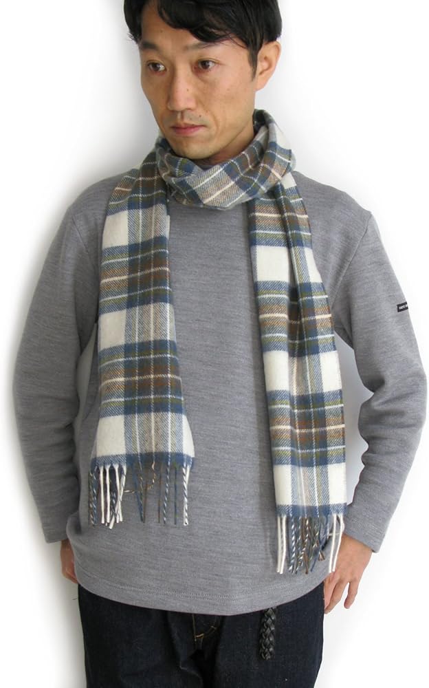 Amazon | [ハイランドツイード] タータンチェックマフラー ミュー