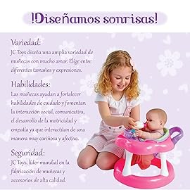 JC Toys Lots to Love Babies 14 Doll and Walker | Wheeled Walker Gift Set and Accessories | Posable & Waterproof | Ages 2+ (16198), Pink