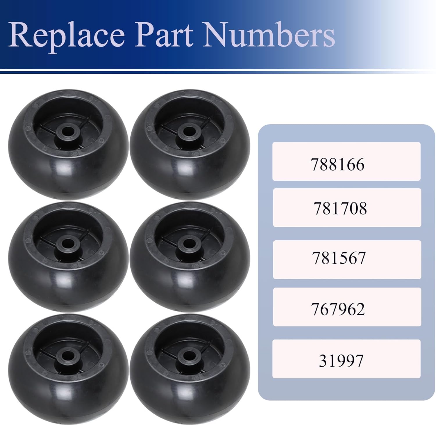6Pcs Mower Deck Wheels Replacement for Hustler 788166 31997 781567 781708 with Hardware Kit