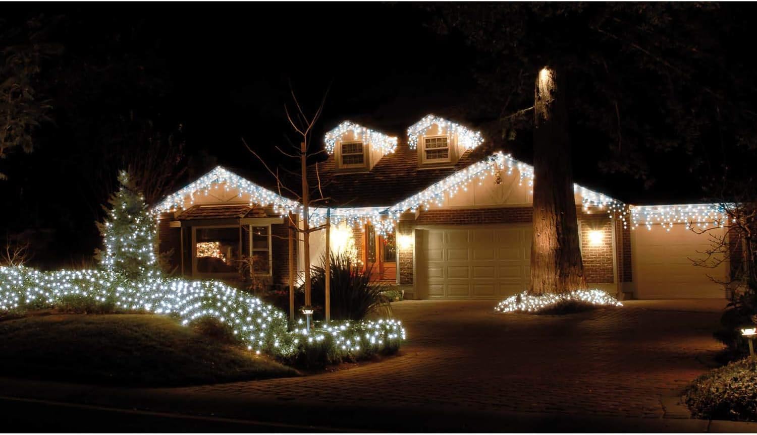 Spot on Dealz® 360 LED Xmas Snowing Icicle Lights Cool White LED 8 Function Mains Powered Operated Christmas Decorations for Indoor Outdoor Hanging Decoration Light