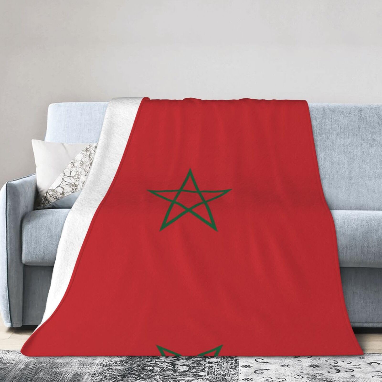 Flag of Morocco 40"x30" Fleece Blanket, Full Size, Super Soft, Suitable for Bed, Sofa, Camping, All Seasons