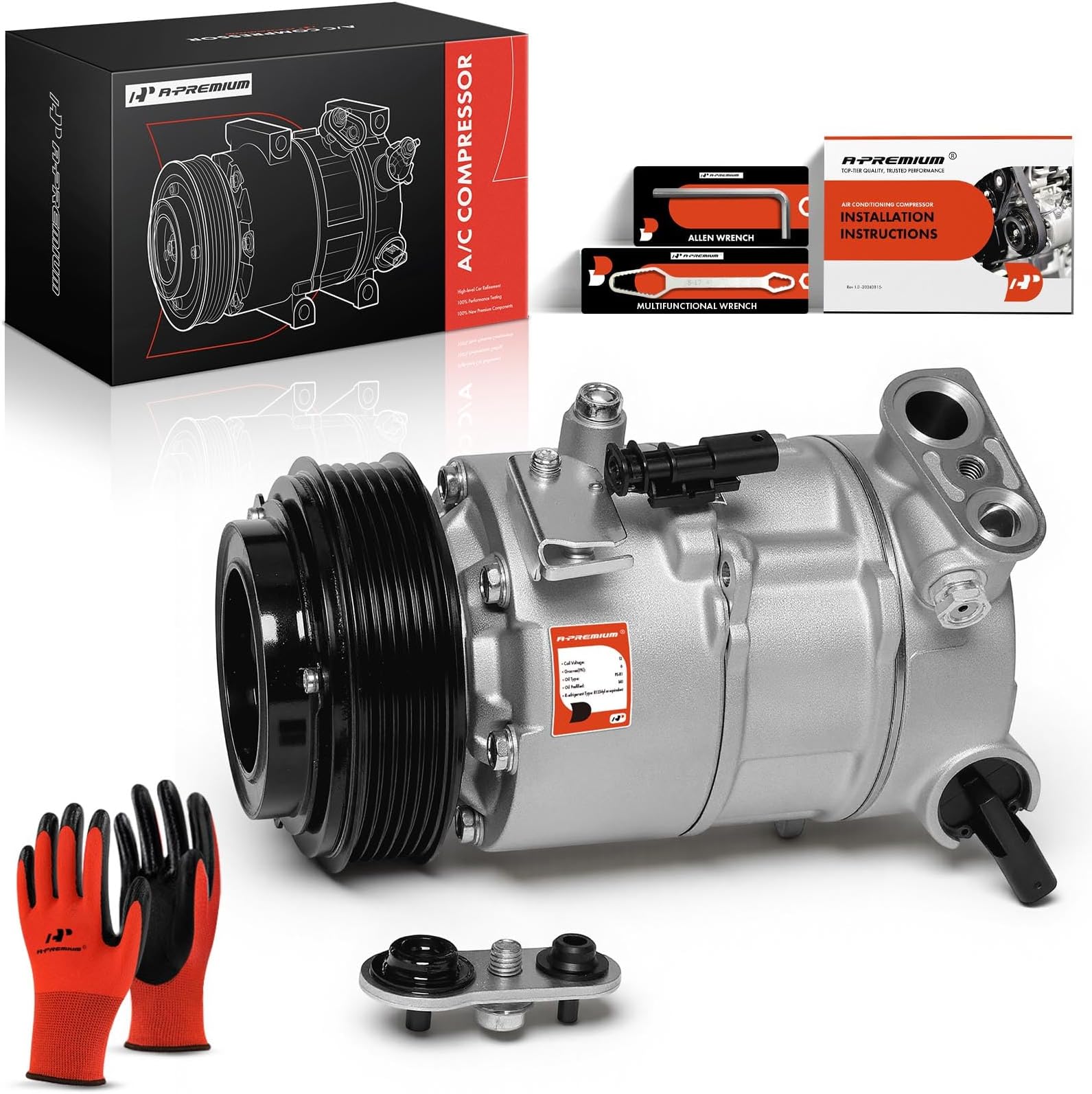 A-Premium Air Conditioner AC Compressor with Clutch Compatible with Chevrolet Camaro 2016-2021 & Cadillac CTS 2016-2019, ATS 2016-2019, 3.6L