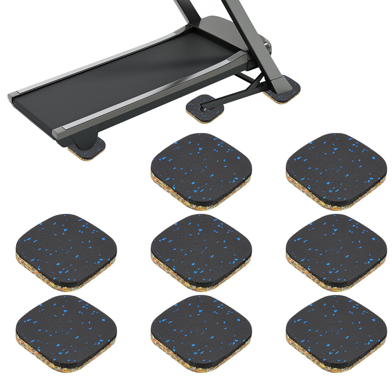 PATIKIL 8 Pcs Treadmill Mat Pads, 4x4x0.6" High Density Foam Anti Vibration Pad Sound Proof Floor Mat Exercise Equipment Mat for Carpet Protect Noise Reduction Home Gym, Blue
