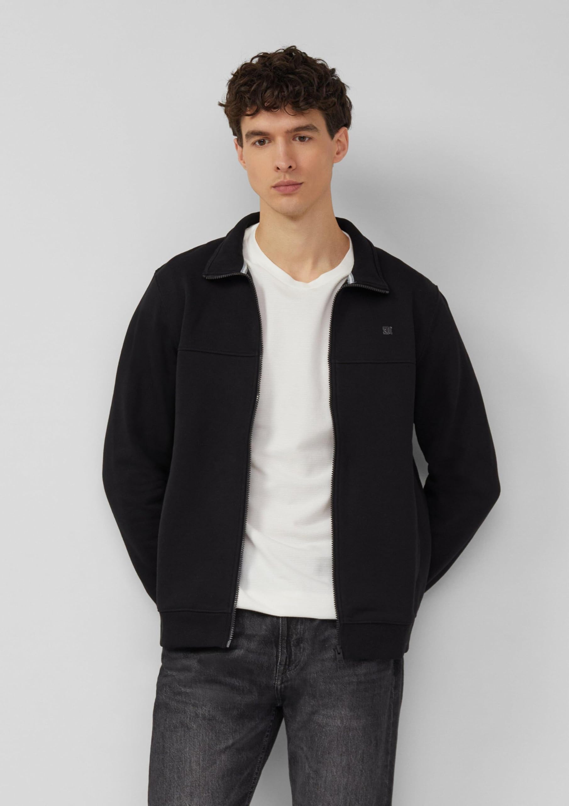 s.Oliver Sweatshirt-Jacke mit Stehkragen und Eingrifftaschen