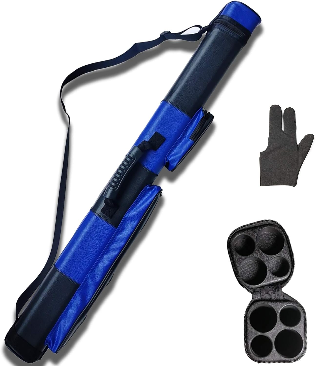 2x2 hard cue case square pool cue billiard stick carrying case c09-blue