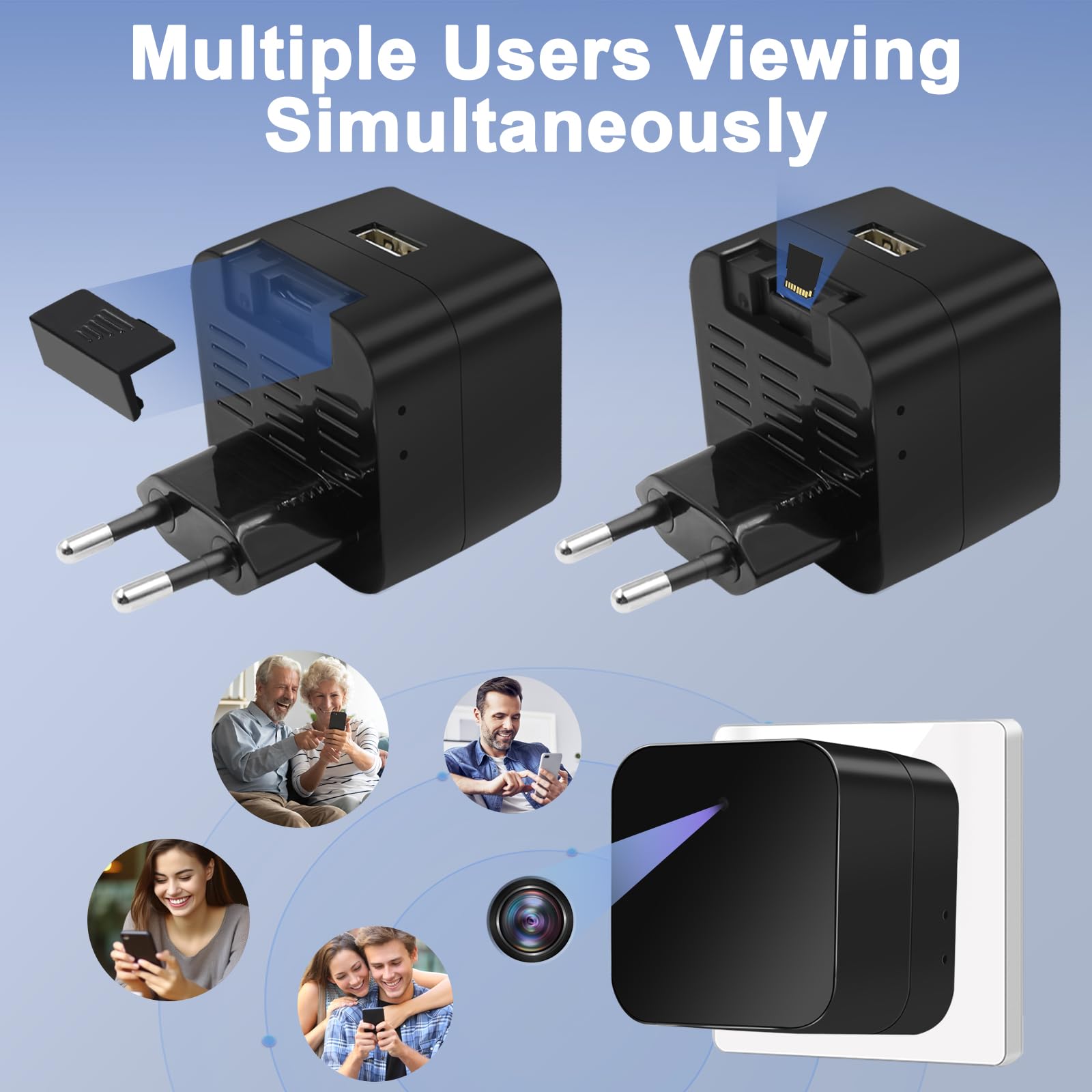 Kamera szpiegowska 5G WiFi, ukryta kamera w ładowarce USB | Mini kamera szpiegowska Wi-Fi 1080P, wykrywanie ruchu, nagrywanie w pętli, zdalne oglądanie - normy europejskie