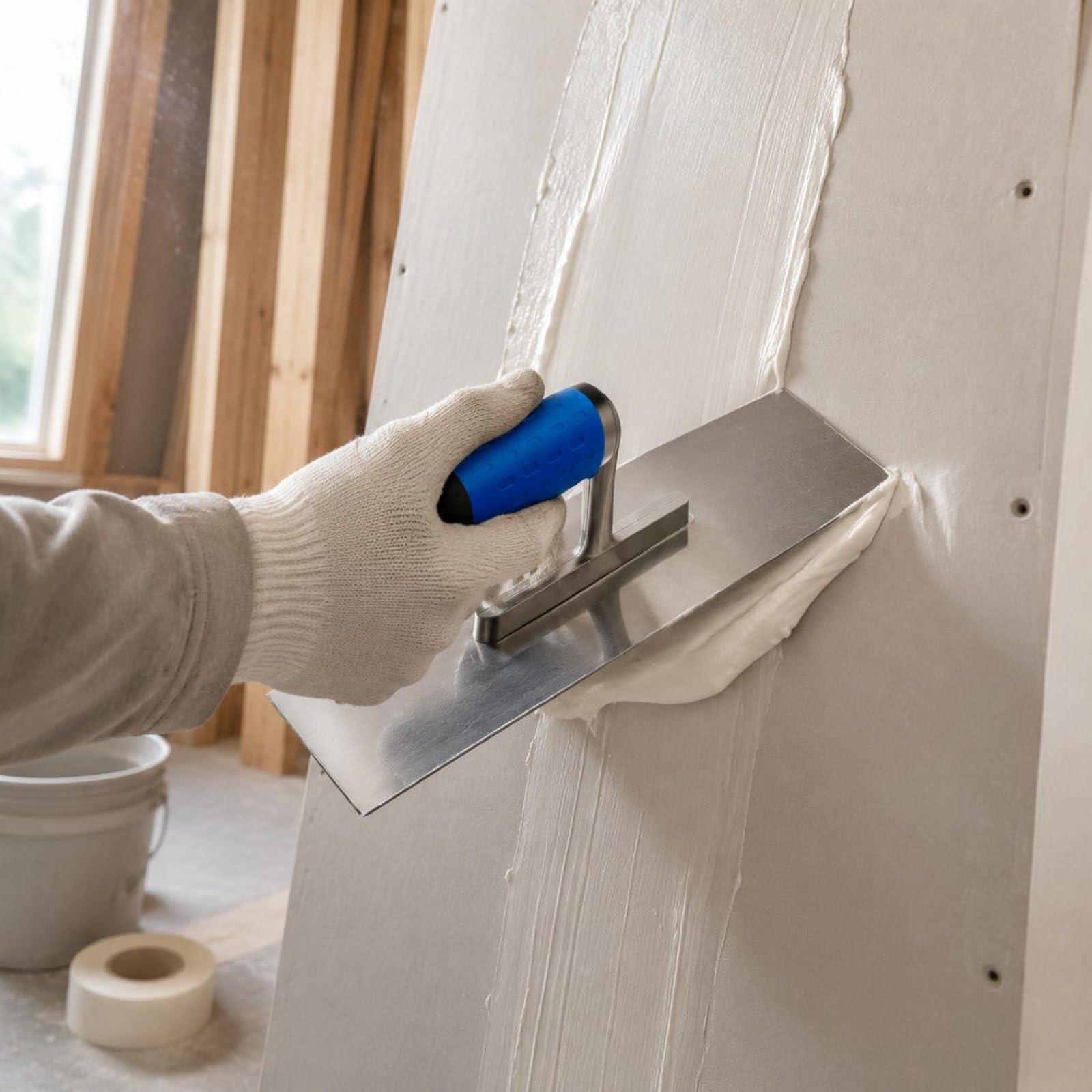 Paleta de Enlucido Yeso Cuchara Llanas Herramienta con Mango Ergonómico de Goma y Superficie Texturizada en Aluminio Anticorrosión Adecuada para del Hogar Profesionales Paredes y Techos