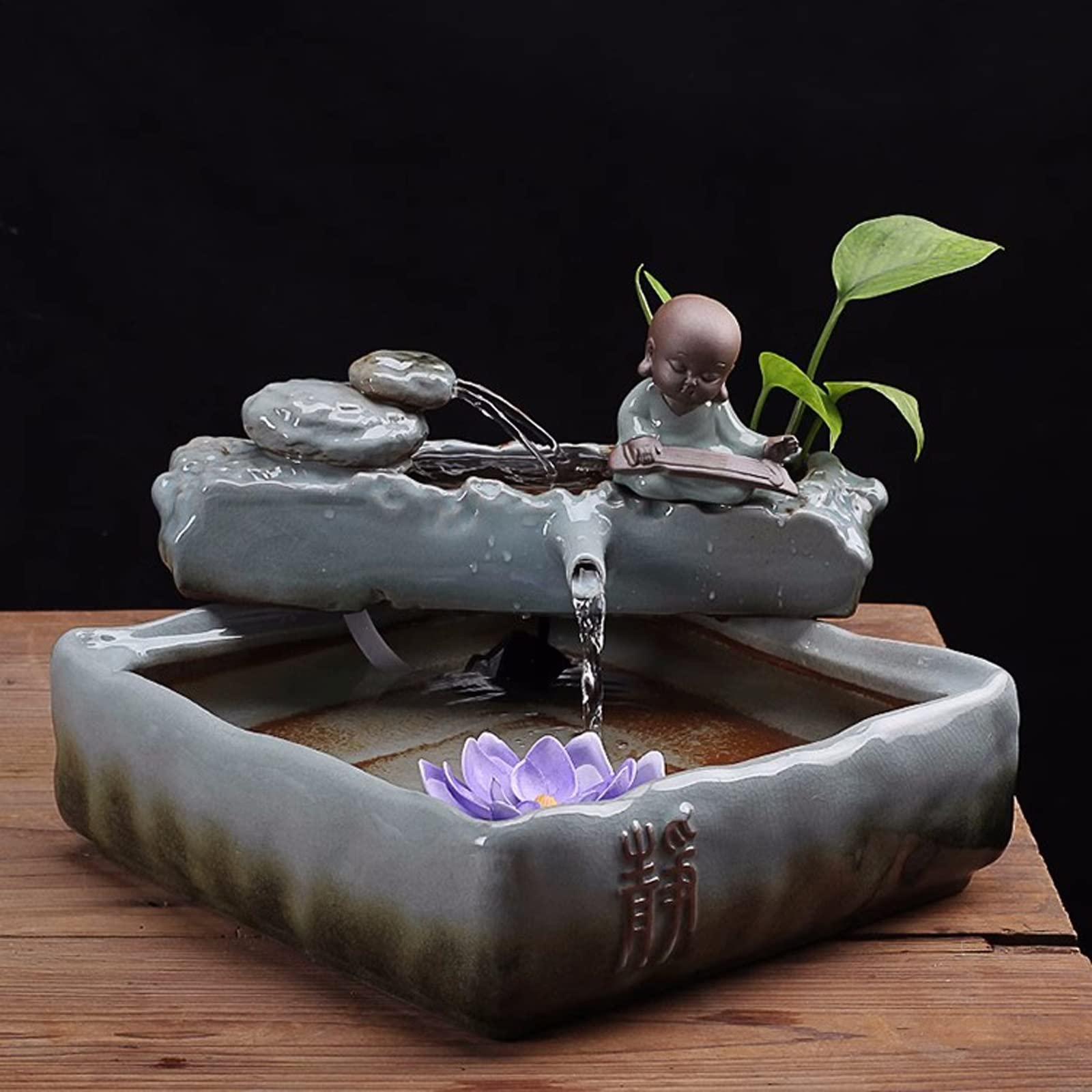 Tischbrunnen im chinesischen Stil, Zen-Tischbrunnen, Keramik-Wasserfall, Tischbrunnen für Büro und Zuhause, Meditationsbrunnen