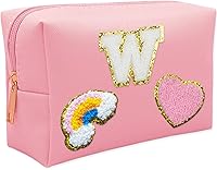 Vista 8 de Bolsa de Maquillaje Preppy, Estuche de Lápices de Cuero PU Premium Impermeable Bolsa de Cosméticos con Sonrisa Corazón Arcoíris Linda Bolsa