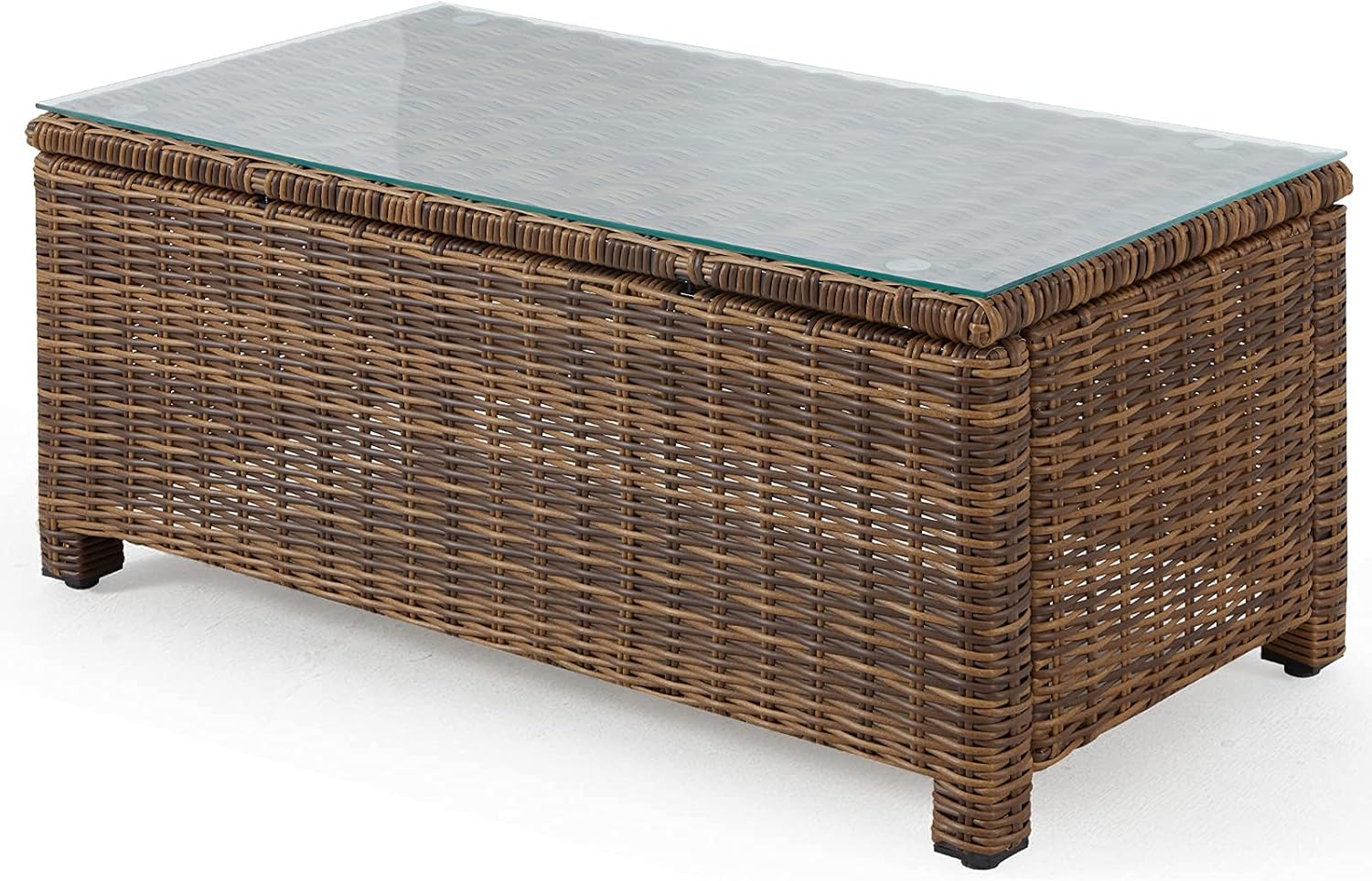 ECOTOUGE Rattan Coffee Table, Wicker Patio Tea Table