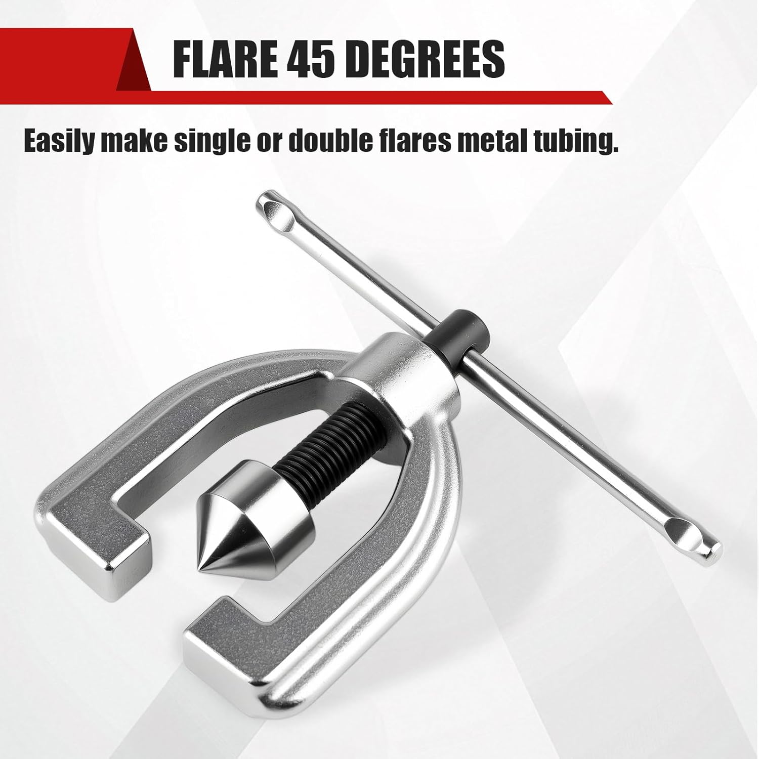 Brake Line Flaring Tool Kit with 5 Adapters, Flare Tool Kit with 45 Degrees, Double & Single Flaring Tool Kit for Brake Line, Brass Tubing, Copper and Aluminum