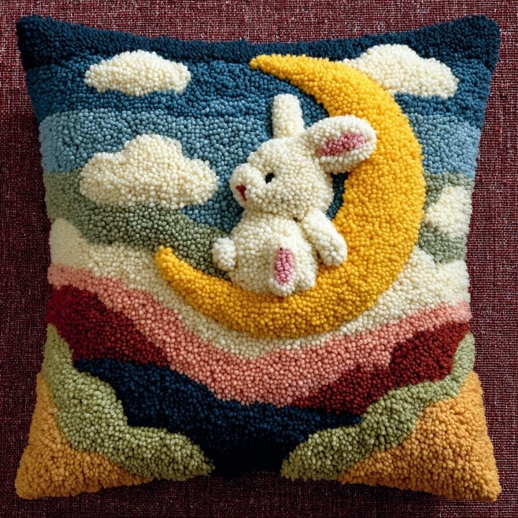AxiangziK Latch Hook Cushion Kits for Beginners,Rabbit Under the Moon