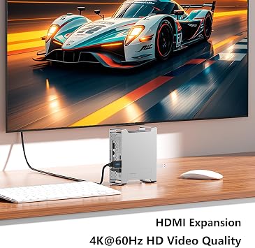 Vertical Docking Station & Stand for Mac mini M4/M4 Pro, Aluminium Hub with M.2 NVMe SSD Enclosure, 4K@60Hz HDMI, 10Gbps USB-A, SD/TF, 100W PD Charging, Space-Saving Desk Setup