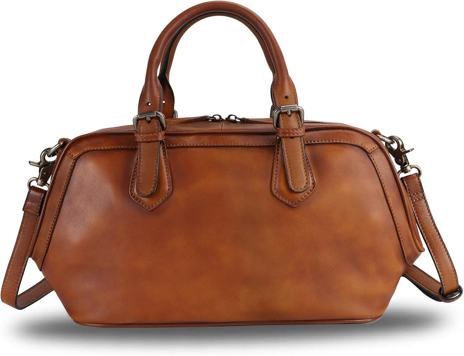 Genuine Leather Satchel Top Handle Handbag Purse for Women Handmade Retro Designer Large Capacity Crossbody Bags