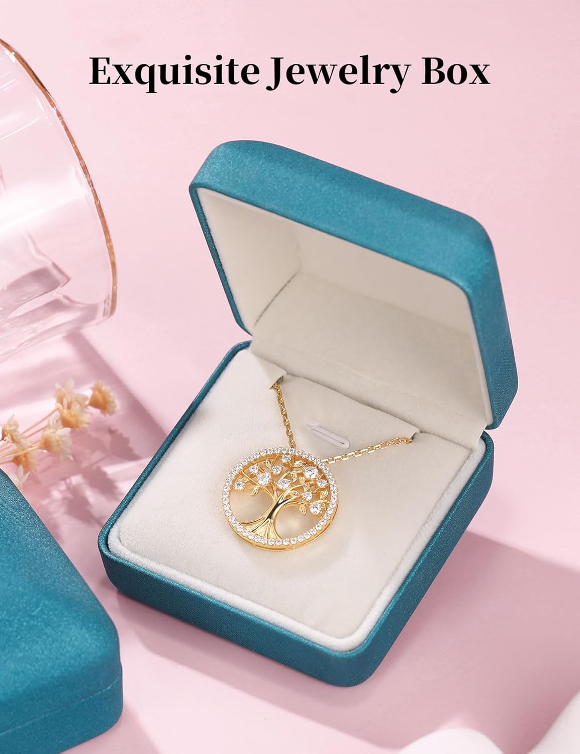 Ladylike Tree of Life Moissanite Necklace for Women, 925 Sterling Silver Pendant Necklaces, D Color VVS1 Moissanite, Anniversary Birthday Christmas Gifts for Wife Mom Mother Grandma