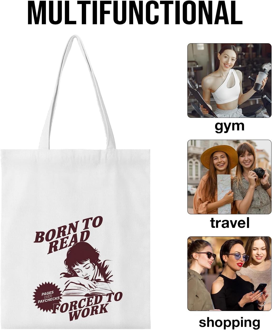 Thank You Gift Canvas Reusable Shoulder Bag for Work Grocery Shopping Travel Vacation image 4