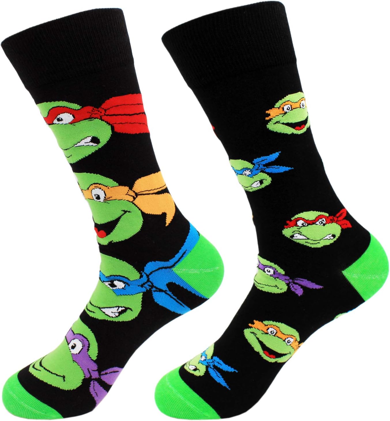 BycikoolUnisex Ninja Turtles Socks Cartoon Funny Cool Novelty Crew Dress Socks 2 Pack, Multi-coloured, One Size