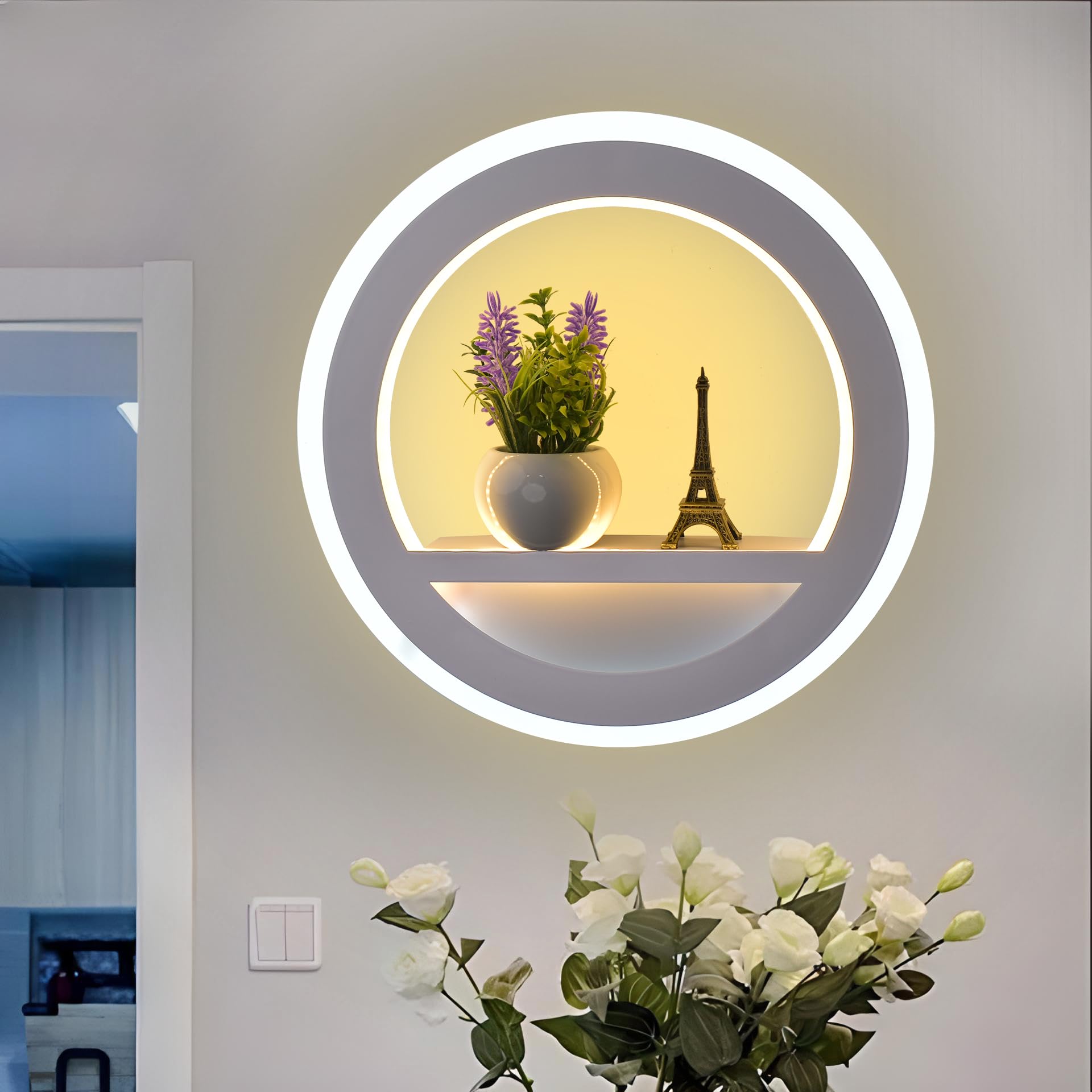 Smartway® 23W LED Wall Lamp|Round Tower & Flower Design|Decorative Wall Light Living Room, Bedroom, Kids Room & Home Décor|Modern Wall Mounted Lighting|Warm & Cool White