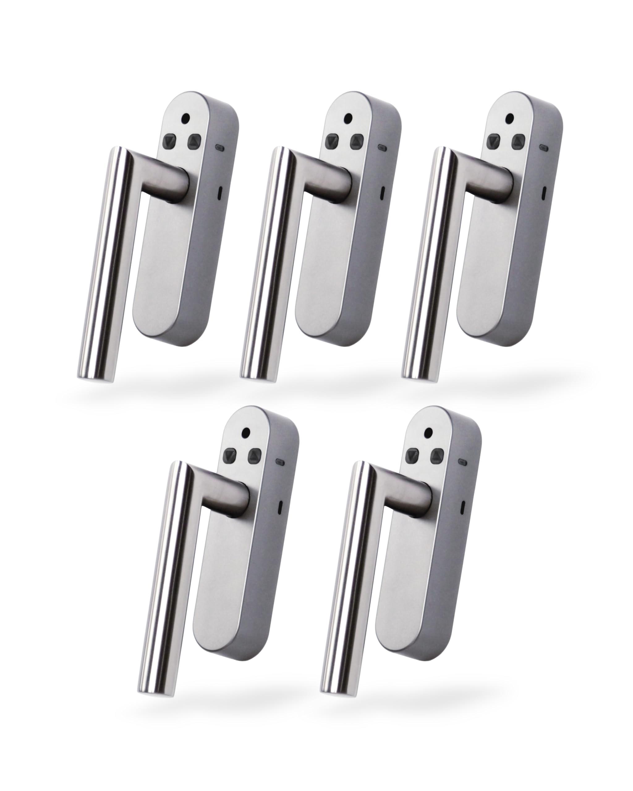 CIRCLE S8 Fenstergriff Premium 5er Set, Alarm Griff für Fenster mit Smart Home Überwachung und Energie, Sicherheit und Komfort Funktionen, Tuya kompatibel, steuerbar mit Smart Life App (Edelstahl)